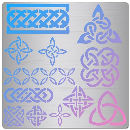 GORGECRAFT 6.3 Zoll Metall Keltische Triquetra-Knoten-Schablone Wikinger-Symbol Wicca-Muster Schablone Dekoration Seilknoten Wiederverwendbare Vorlage Edelstahl Für Fenster Wand Malerei Dekor von GORGECRAFT