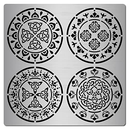 GORGECRAFT 6.3 Zoll Metallknoten Schablone Edelstahl Viking Symbol Malerei Wiederverwendbare Vorlage Journal Werkzeug Zum Malen, Holzverbrennung, Brandmalerei Und Gravierhandwerk von GORGECRAFT