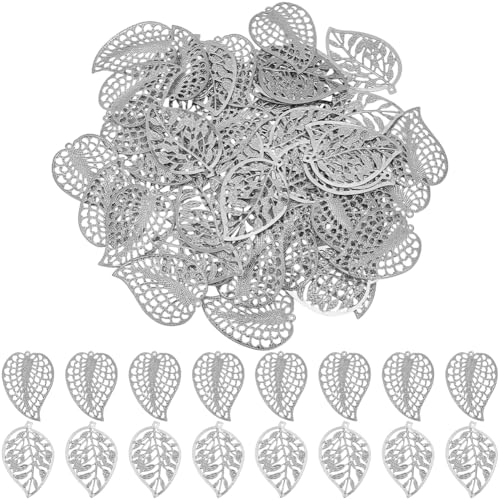GORGECRAFT 60 Stück 2 Stile Ausgehöhlte Silberne Metallblätter Rustikales Metallblatt Ornament Weihnachtsbaum Dekoration Zum Aufhängen An Der Wand Feiertagskranz Hochzeitsfeier Dekor Bastelprojekt Han von GORGECRAFT