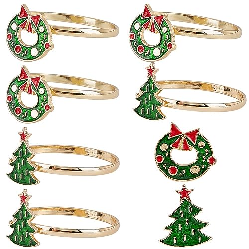 GORGECRAFT 6Stk 2 Stile Weihnachts-Serviettenringe Kreis-Serviettenhalter Serviettenschnallen Kranz Baumschmuck Metallische Verzierung Restaurant Abendessen Zuhause Hochzeitsbankett Tischdekoration von GORGECRAFT
