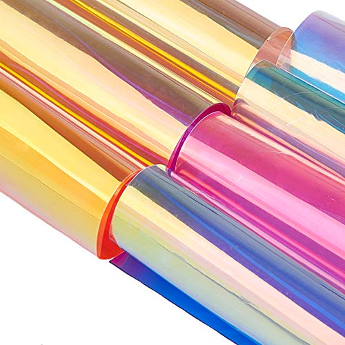 GORGECRAFT 7Pcs PVC Holographic Sheet 21 cm x 30 cm (8 "x 12") Transparentes schillerndes Vinyl Rainbow Glossy Clear Film Mirrored Foil Stoff für Schuhe Tasche Nähen Patchwork Fenster von GORGECRAFT