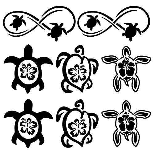 GORGECRAFT 8 Blatt Hibiskus Und Schildkröte Seite Auto Aufkleber Schwarz Laser Reflektierende Auto Aufkleber Wasserdichtes Auto Außendekoration Blume Schildkrötenpanzer Aufkleber Für Geländewagen GORGECRAFT 8 Blatt Hibiskus Und Schildkröte Seite Auto Aufkleber Schwarz Laser Reflektierende Auto Aufkleber Wasserdichtes Auto Außendekoration Blume Schildkrötenpanzer Aufkleber Für Geländewagen von GORGECRAFT