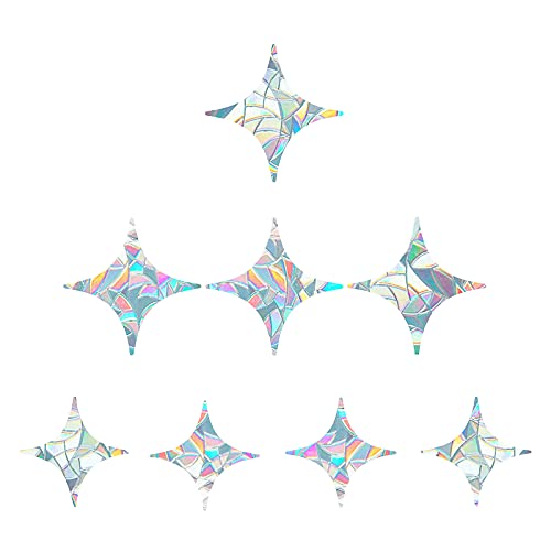 GORGECRAFT 8 STÜCKE Cross Star Statische Fensterklammern Anti-Kollision Verhindern Vogel Glas Aufkleber Aufkleber Alarm Aufkleber Nicht Klebende Prismatische Vinylfolie Deflektoren Ring Sonnenfänger von GORGECRAFT
