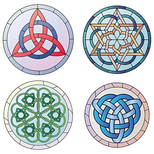 GORGECRAFT 8 St 6.3 Zoll Knoten-Fensteraufkleber Statisches Triquetra-Symbol Glas-Schiebetür-Aufkleber Haftet wasserdichte Vinylfolie Schlafzimmer-Badezimmer-Aufkleber Haustieren Vorzubeugen von GORGECRAFT