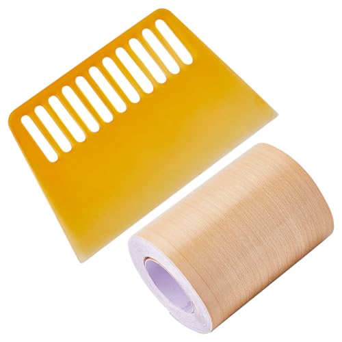 GORGECRAFT 85mm X 10m Strukturiertes Selbstklebendes Reparaturband Für Holz Selbstklebendes Flicken Realistisches Reparaturband Für Holzmaserung Mit Kunststoff-Spachtelschaber Haftendes Reparatur von GORGECRAFT
