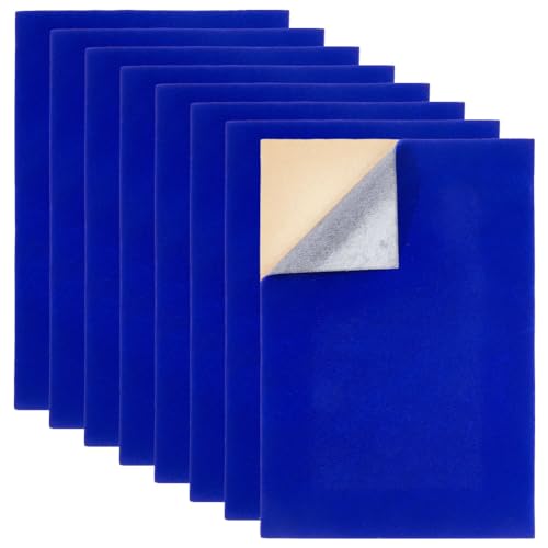 GORGECRAFT 8Stk Blaue Klebefolien Mit Selbstklebender Rückseite Aus Stoff Selbstklebend Zum Abziehen Und Aufkleben Aus Filz Langlebiges Blatt Für DIY-Kunst Schubladen Basteln Schmuckschatullen Dekor von GORGECRAFT
