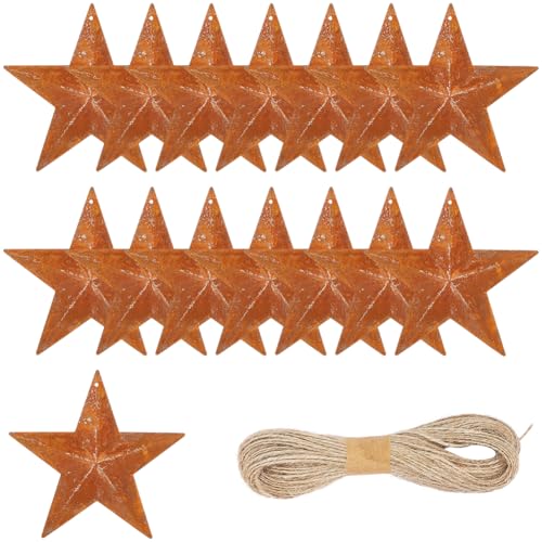 GORGECRAFT 9.7cm 16 Stück Rustikaler Scheunenstern Aus Metall Große Primitive Zinn Sternanhänger Western Metallornament Dekor Für Kunsthandwerk Halloween Weihnachten Bauernhaus Garten Zuhause Neujahrs von GORGECRAFT