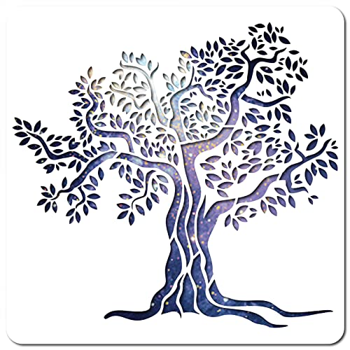 GORGECRAFT Baum des Lebens Schablonenvorlage Große 11.8x11.8 Zoll Wiederverwendbare Zeichen Wohnkultur Zum Malen Auf Holz Wand Scrapbook Karte Boden Zeichnung von GORGECRAFT
