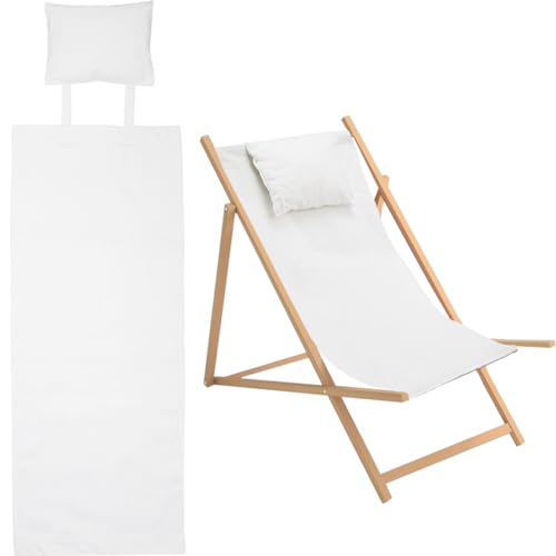 GORGECRAFT Baumwoll-Strand-Sessel-Ersatz Segeltuch Beige-Muster Stuhl Oxford-Stoff Lounge-Sessel Stoff Liegesessel Ersatz Mit Kissen Zum Sonnenbaden Garten Innenhof von GORGECRAFT