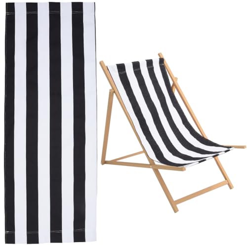 GORGECRAFT Baumwoll-Strand-Sessel-Ersatz Segeltuch Schwarz-Weißes Streifenmuster Sessel Lounge-Sessel Stoff-Liege-Sessel Ersatz Für Sonnenbaden Garten Innenhof Strand Entspannung von GORGECRAFT