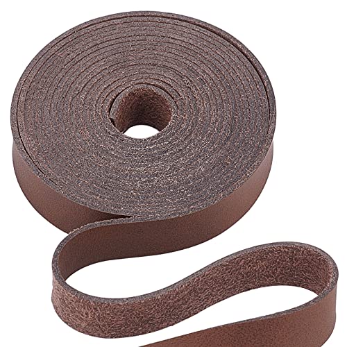 GORGECRAFT Dunkelbrauner Lederriemenstreifen 12.5mm Breit 200cm Lang Ledergürtelstreifen Umwickelt Einseitige Flachschnur Für Heimwerkerprojekte Kleidung Schmuck Verpackung von GORGECRAFT
