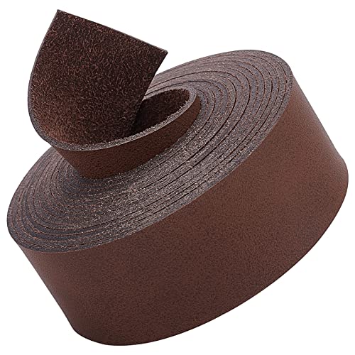 GORGECRAFT Dunkelbrauner Lederriemenstreifen 25mm Breit 200cm Lang Ledergürtelstreifen Umwickelt Einseitige Flachschnur Für Heimwerkerprojekte Kleidung Schmuck Verpackung von GORGECRAFT