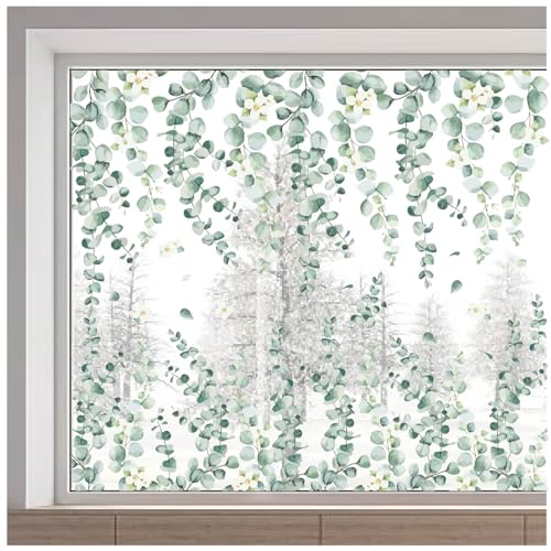 GORGECRAFT Fensteraufkleber 118x30cm Blätter Ranken Grüne Pflanze Hängend Statische Fensteraufkleber Kollisionssicher Abnehmbar Blatt Frühling Sommer Fensteraufkleber Blumen Glasfensterdekoration von GORGECRAFT