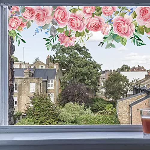 GORGECRAFT Fensteraufkleber Wiederverwendbar Groß Transparent Gefärbt Frühlingsblumen Statisch Nicht Klebend Doppelseitig Sommer Abnehmbarer Fensteraufkleber Glastür-Abdeckfolie von GORGECRAFT