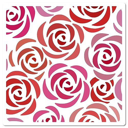 GORGECRAFT Geschichtete Rose-Wandtextur-Schablone Zum Malen Auf Holz Blume Dekorativer Kunststoff Wiederverwendbar Sprühfarbe Kunst Zeichnungsvorlagen Für Möbel Malerei Wand Heimdekoration 18x18cm von GORGECRAFT