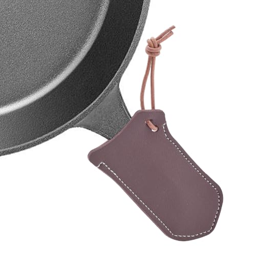 GORGECRAFT Griffbezug Aus Eisen Pfannengriff Aus PU Leder Kokosnussbraun Topfgriff Bratpfannengriffbezug Leder Doppelseitig Genähtem Kochgeschirr Pfannengriff Für Die Küche Bratpfanne Hot Pot Griffe von GORGECRAFT