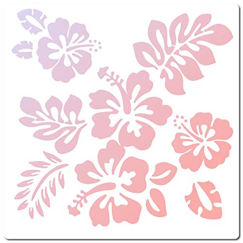 GORGECRAFT Große Hibiskus-Blumen-Schablonen 12x12 Zoll Wiederverwendbar Hawaiianische Blumen-Schablone Schilder Heimwanddekoration Zum Malen Auf Holz Wand Scrapbook Karte Boden Fliesenzeichnung von GORGECRAFT