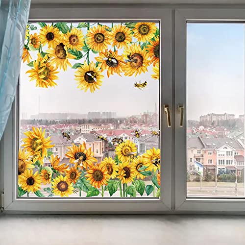 GORGECRAFT Große Sonnenblumen-Bienen-Fensteraufkleber Transparent Gefärbt Frühlingsblume Fensteraufkleber Wiederverwendbar Statisch Nicht Klebend Dekor Abnehmbarer Fensteraufkleber Glastür-Abdeckfolie GORGECRAFT Große Sonnenblumen-Bienen-Fensteraufkleber Transparent Gefärbt Frühlingsblume Fensteraufkleber Wiederverwendbar Statisch Nicht Klebend Dekor Abnehmbarer Fensteraufkleber Glastür-Abdeckfolie von GORGECRAFT