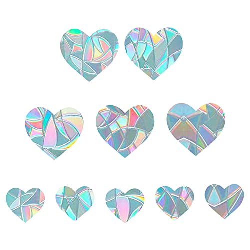 GORGECRAFT Herz Static Window Clings Glas Aufkleber Aufkleber Anti-Kollision Prevent Bird Alert Aufkleber Nicht Klebende Prismatische Vinylfolie Deflektoren Ring Sun Catcher (10PCS) von GORGECRAFT