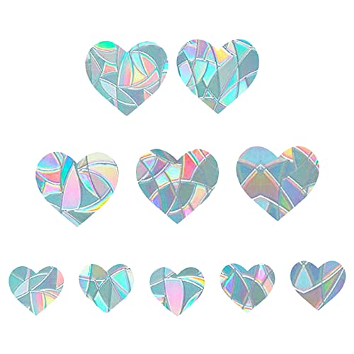 GORGECRAFT Herz Static Window Clings Glas Aufkleber Anti-Kollision Prevent Bird Alert Aufkleber Nicht Klebende Prismatische Vinylfolie Deflektoren Ring Sun Catcher (10PCS) von GORGECRAFT