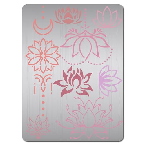 GORGECRAFT Lotus-Metallschablone Mit Blumenmuster Wiederverwendbare Edelstahl-Vorlage Zeichen- Und Tagebuch-Schablonen Zum Malen Holzbrennen Scrapbooking Wand- Leinwand- Möbel- Gravur- Heimdekoration von GORGECRAFT