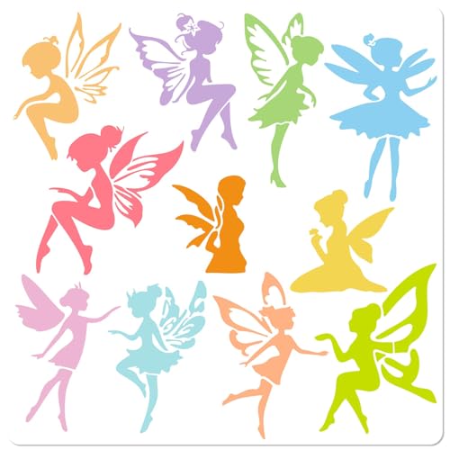 GORGECRAFT Malschablonen Mit Engeln Groß Feen Bastelornament Malschablonen Wiederverwendbar Weißes PET Zeichenvorlage Zum Bemalen von Holz Wänden Heimwerkerarbeiten Stofffliesen Böden Möbeln Dekor von GORGECRAFT