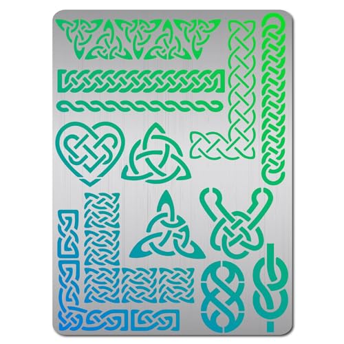 GORGECRAFT Metall-Schablone Mit Keltischem Triquetra-Knoten Wikinger-Symbol Wicca Wiederverwendbare Edelstahl-Schablonen Zum Malen Auf Holz Wänden Leinwand Möbeln Holzbrennen Gravur 19x14cm von GORGECRAFT