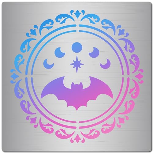 GORGECRAFT Metallschablone Mit Mondphase Und Fledermaus-Motiv Edelstahl Zeichenvorlage Wiederverwendbar Blumen-Halloween-Dekor-Schablonen Zum Malen Auf Holz Brennen Gravieren Heimdekoration DIY GORGECRAFT Metallschablone Mit Mondphase Und Fledermaus-Motiv Edelstahl Zeichenvorlage Wiederverwendbar Blumen-Halloween-Dekor-Schablonen Zum Malen Auf Holz Brennen Gravieren Heimdekoration DIY von GORGECRAFT