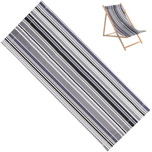 GORGECRAFT Strand Sling Stuhl Canvas 113x43cm Grau Schwarz Weiß Gestreift Ersatz Liegestuhl Stoff Klapp Liegestuhl Bezug Canvas Zum Sonnenbaden Garten Innenhof Terrasse Außenbereich von GORGECRAFT