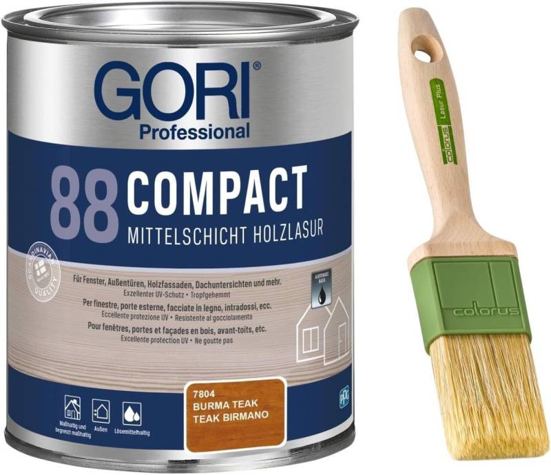 GORI Lasur GORI 88 Compact-Lasur (0,75 Liter), Mittelschicht Gel + Pinsel von GORI