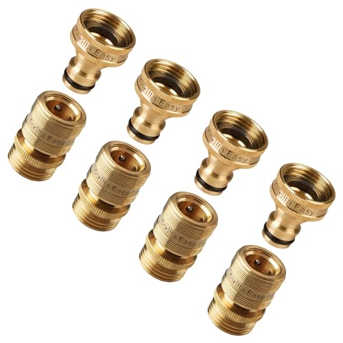 Gartenschlauch-Schnellverbinder, 3/4 Zoll (3/4 cm), Messing, einfache Verbindung, 8-teiliges Set (4) von GORILLA EASY CONNECT
