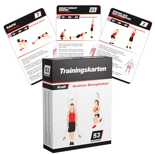 GORILLA SPORTS® Trainingskarten - Set, 49 Eigengewichtsübungen, Kompakt, Tragbar - Fitnesskarten, Fitness Zubehör, Functional Training, Ganzkörpertraining, Bodyweight Übungen von GORILLA SPORTS