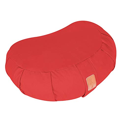 GORILLA SPORTS® Yoga-Kissen Halbmond Sitzhöhe 19 cm Rot – Meditationskissen mit waschbarem Baumwoll-Bezug und Bio-Dinkelfüllung von GORILLA SPORTS