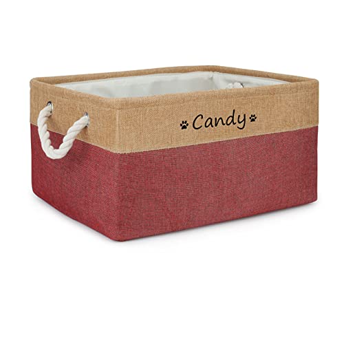 Benutzerdefinierte Name Pet Spielzeug Korb Katze Hund Faltbare Box Drucken Lagerung Körbe Für Kleidung Haustiere zubehör (Rot,41x32x21cm) von GORS