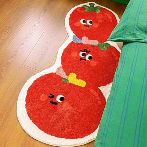 Niedlicher und lustiger Schlafzimmerteppich mit langem Obsttomaten-Design, rutschfester und leicht zu reinigender Badezimmerteppich, geeignet für Küche und Schlafzimmerdekoration (Tomato, 58,4 x 119,4 von GORU