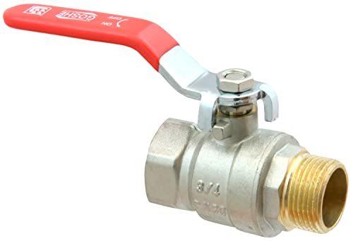 GOSHE Premium-Kugelhahn mit Griff, Messing, 1"-Gewinde, Wasser- und Heizungsinstallation, dicht schließend, Stahlgriff mit PVC-Beschichtung, Innen-/Außengewinde, einfache Installation von GOSHE