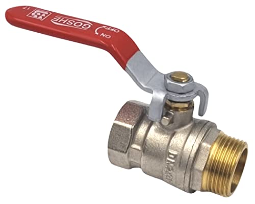 GOSHE Standard-Kugelhahn mit Griff, Messing, 1/2"-Gewinde, Wasser- und Heizungsinstallation, dicht schließend, Stahlgriff mit PVC-Beschichtung, Innen-/Außengewinde, einfache Installation GOSHE Standard-Kugelhahn mit Griff, Messing, 1/2"-Gewinde, Wasser- und Heizungsinstallation, dicht schließend, Stahlgriff mit PVC-Beschichtung, Innen-/Außengewinde, einfache Installation von GOSHE