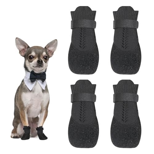 GOSHIES 4 Stück Hundeschuhe Pfotenschutz Hunde Schuhe Outdoor atmungsaktiv Hundeschuhe Hundesocken Anti Rutsch für Füße mit Einer Breite von ca. 3,2 cm (XS) von GOSHIES