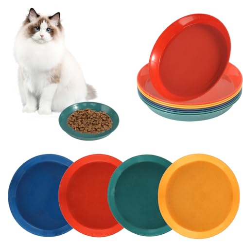 Katzennapf Flach 8 Stück Katzenfutternapf Ergonomische Katzenfutternapf Flach 4 Farben Katzenfutterteller für Kätzchen und kurzbeinige Katzen von GOSHIES