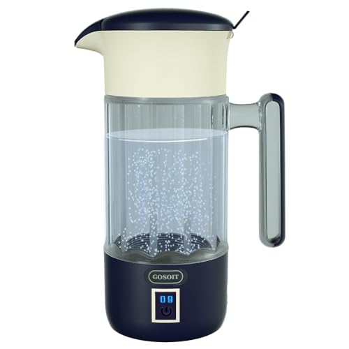 GOSOIT Wasserstoff Wasser Flasche Wasserstoff Alkalischer Wasser Ionisator Generator Wasserstoff Wasser Maker Maschine mit SPE und PEM Technologie 1500ml/51oz (Blue) von GOSOIT