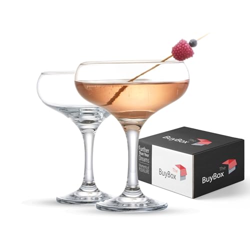 Cocktailgläser Set mit 2 Stück (9oz/270ml). Champagner Gläser Espresso Martini Gläser, Margarita Gläser, Elegante Coupé Gläser, Glaswaren mit langem Stiel von GOSOYO