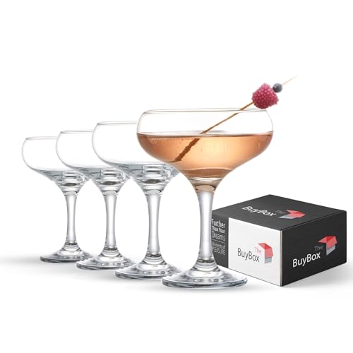 Cocktailgläser Set mit 4 Stück (9oz/270ml). Champagner Gläser Espresso Martini Gläser, Margarita Gläser, Elegante Coupé Gläser, Glaswaren mit langem Stiel von GOSOYO