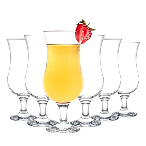 Cocktailgläser Set mit 6 Gläser, 380ml/12.8oz. Pina Colada Gläser, Longdrinkgläser für Milchshake, Mojito, Margarita, Sangria, Eiskaffee Gläser, Aperol Spritz Gläser mit Stiel von GOSOYO