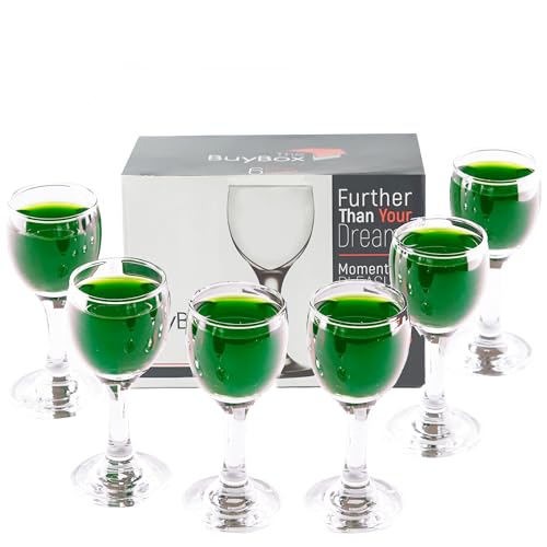 GOSOYO Set mit 6 Schnapsgläser mit Stiel, 2 Unzen/55 ml. Shotgläser, Likörgläser, Sherrygläser, Absinthgläser, Mini-Weingläser, Portglas, Aperitifgläser von GOSOYO