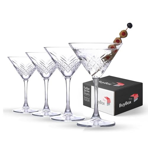 Set mit 4 Vintage Martini Gläser (7,7 oz/230 ml). Cocktailgläser, Sektgläser, Espresso Martini Gläser, Margarita Gläser, Champagner gläser mit langem Stiel von GOSOYO