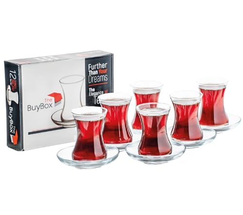 GOSOYO Türkische Teegläser und Untertassen Set (12 Stück), Arabische Persische Teetassen (4oz/120ml) (12 Pcs) von GOSOYO