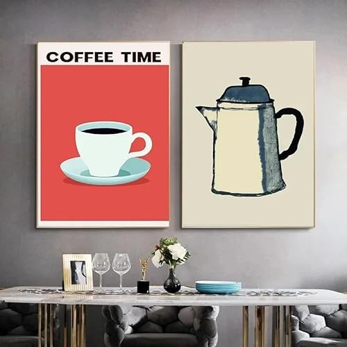 Leinwanddruck, Gemälde, Kaffeekunst, Poster, bunte abstrakte Kaffee-Poster, minimalistische Wandkunst für Wohnzimmer, Heimdekoration (70 x 100 cm, 2 Stück) von GOSRD