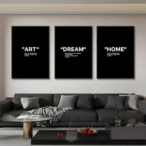Leinwanddruck, Gemälde, minimalistische Zitate in Schwarz und Weiß, Wandkunst, Poster für Wohnzimmer, Schlafzimmer, Inneneinrichtung (40 x 55 cm, 3 Stück) von GOSRD