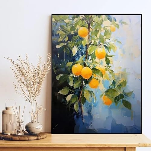 Nordische minimalistische Wandkunst mit frischen Zitronenblättern, Poster und Drucke, Leinwandgemälde für Wohnzimmer, moderne Heimdekoration (40 x 60 cm) von GOSRD
