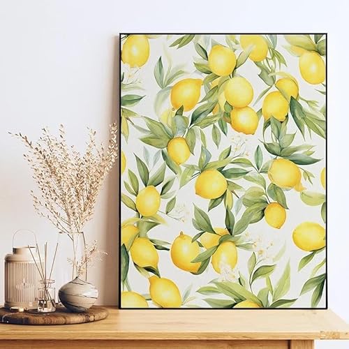 Poster und Drucke, nordische minimalistische Wandkunst, frische Zitronenblätter, Leinwandgemälde für Wohnzimmer, moderne Heimdekoration (70 x 100 cm) von GOSRD